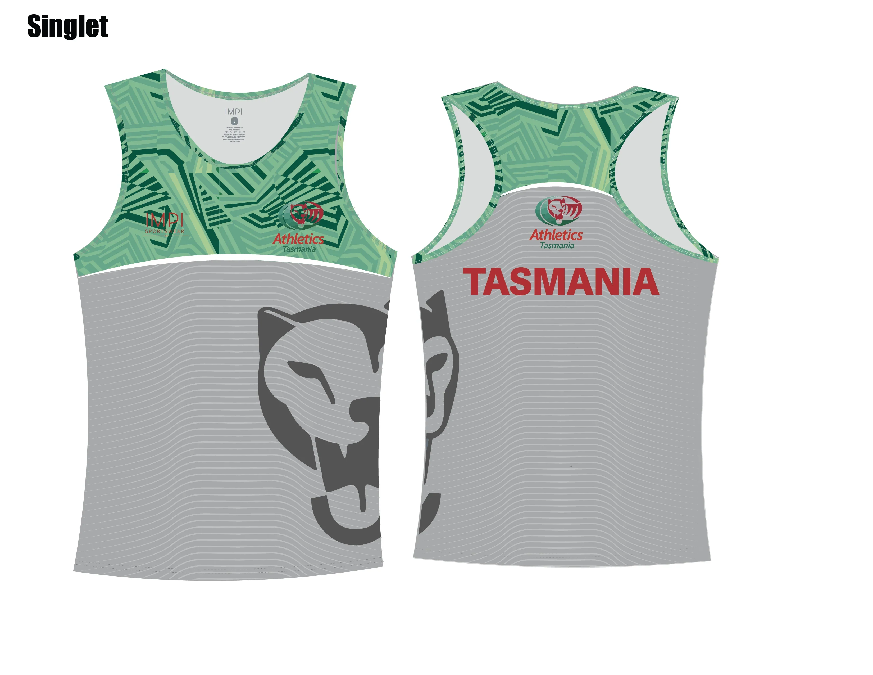 ATAS Ladies  Grey and Green Singlet - Image 2