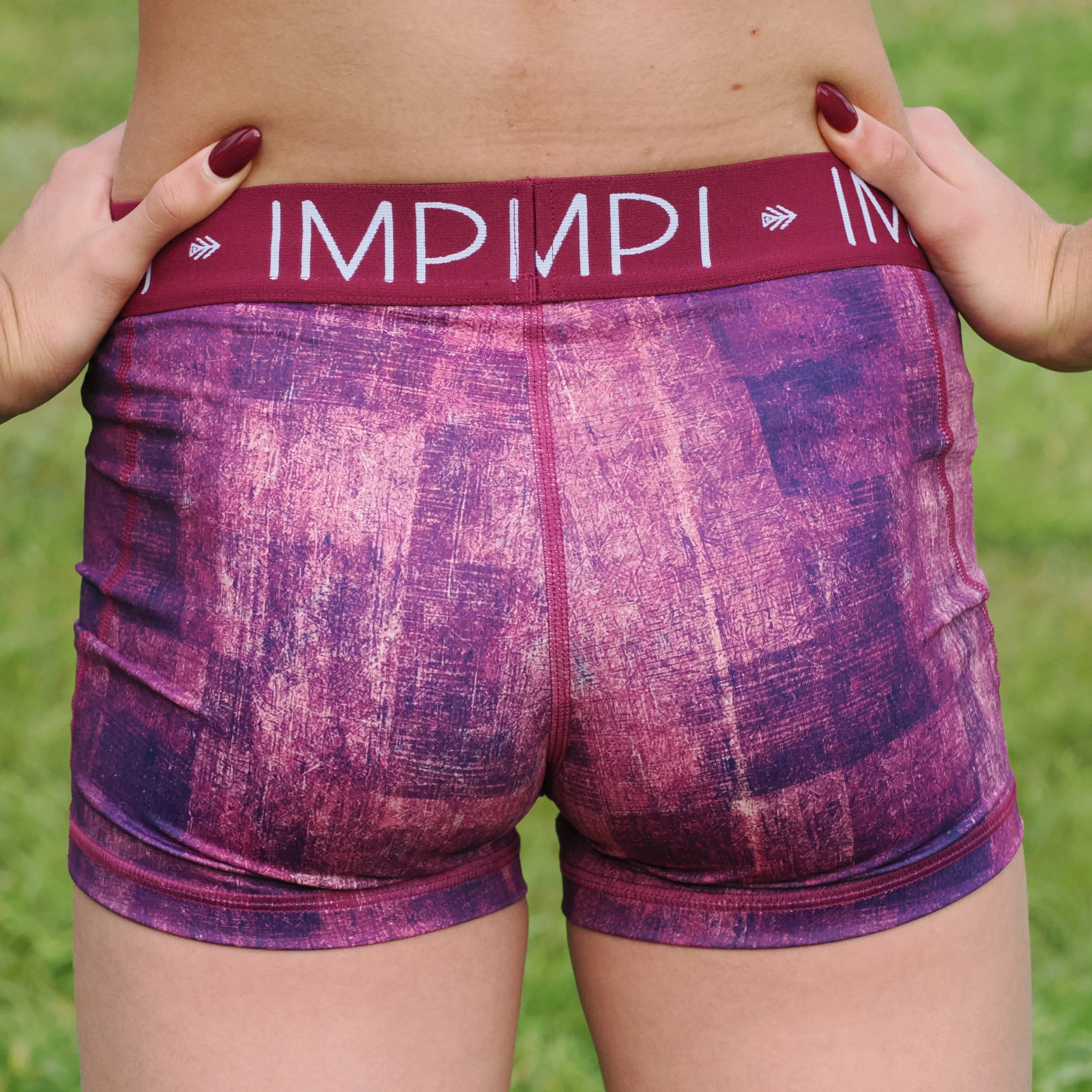 IMPI Elastic Bike Shorts - Plum Squares - Image 3