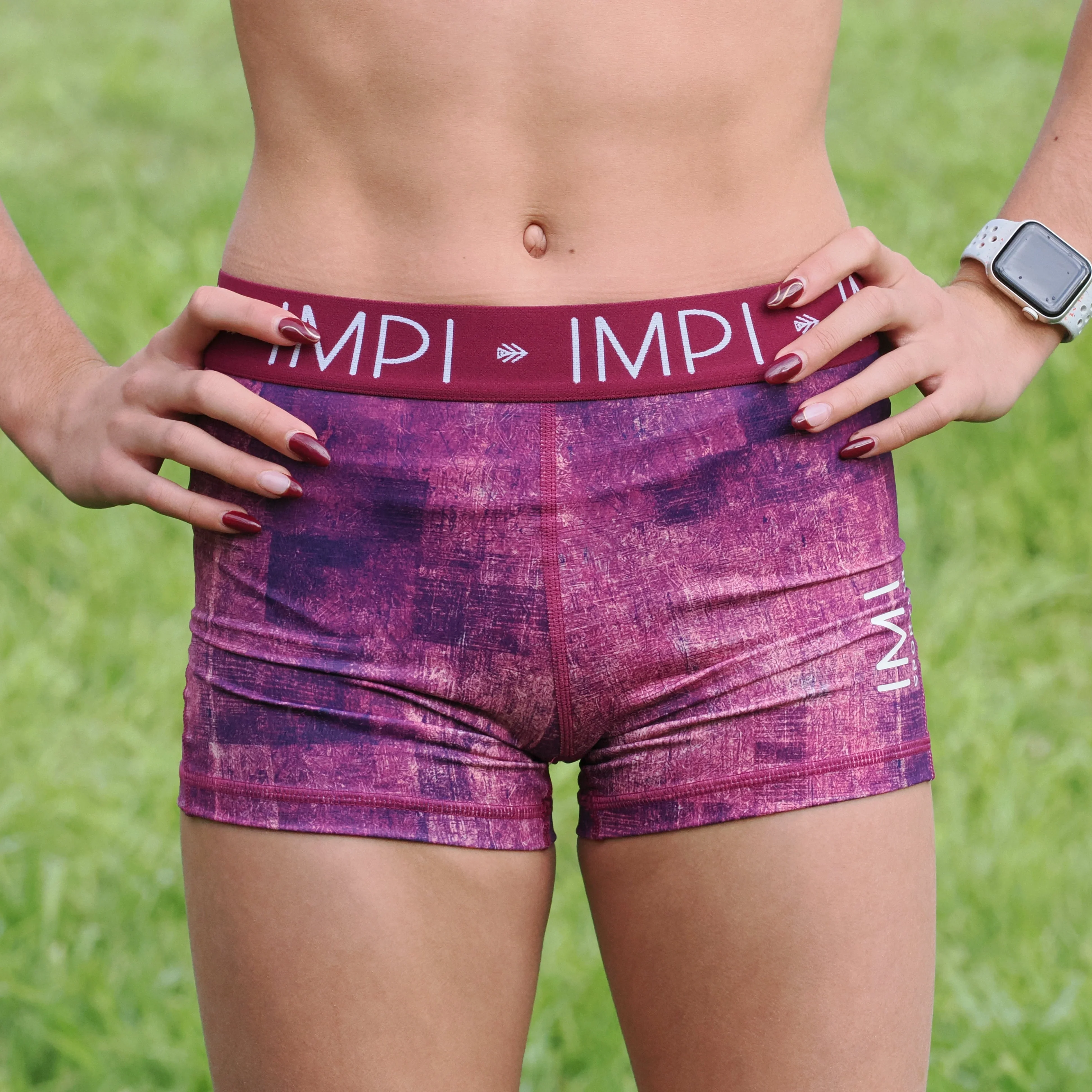 IMPI Elastic Bike Shorts - Plum Squares - Image 4