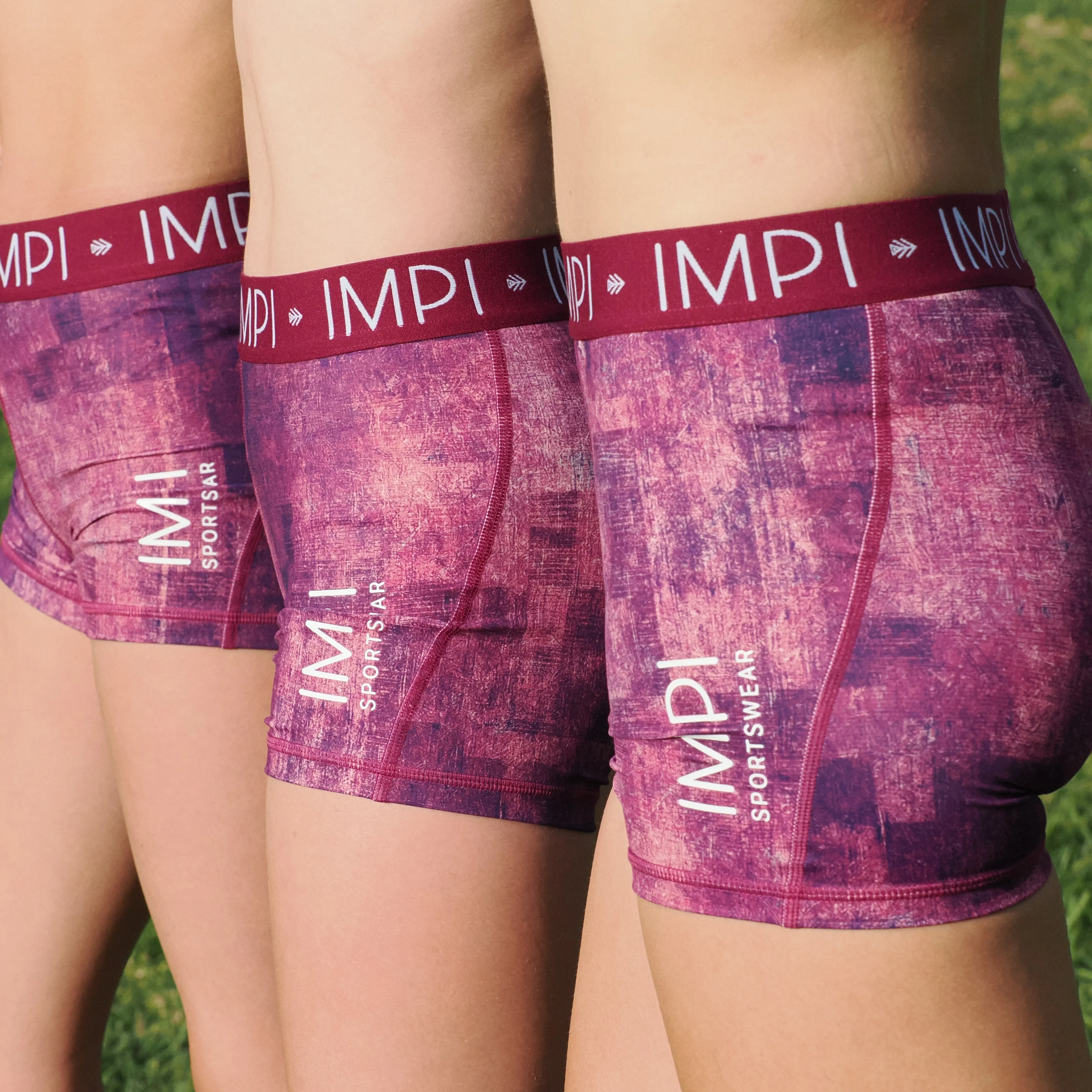 IMPI Elastic Bike Shorts - Plum Squares - Image 7