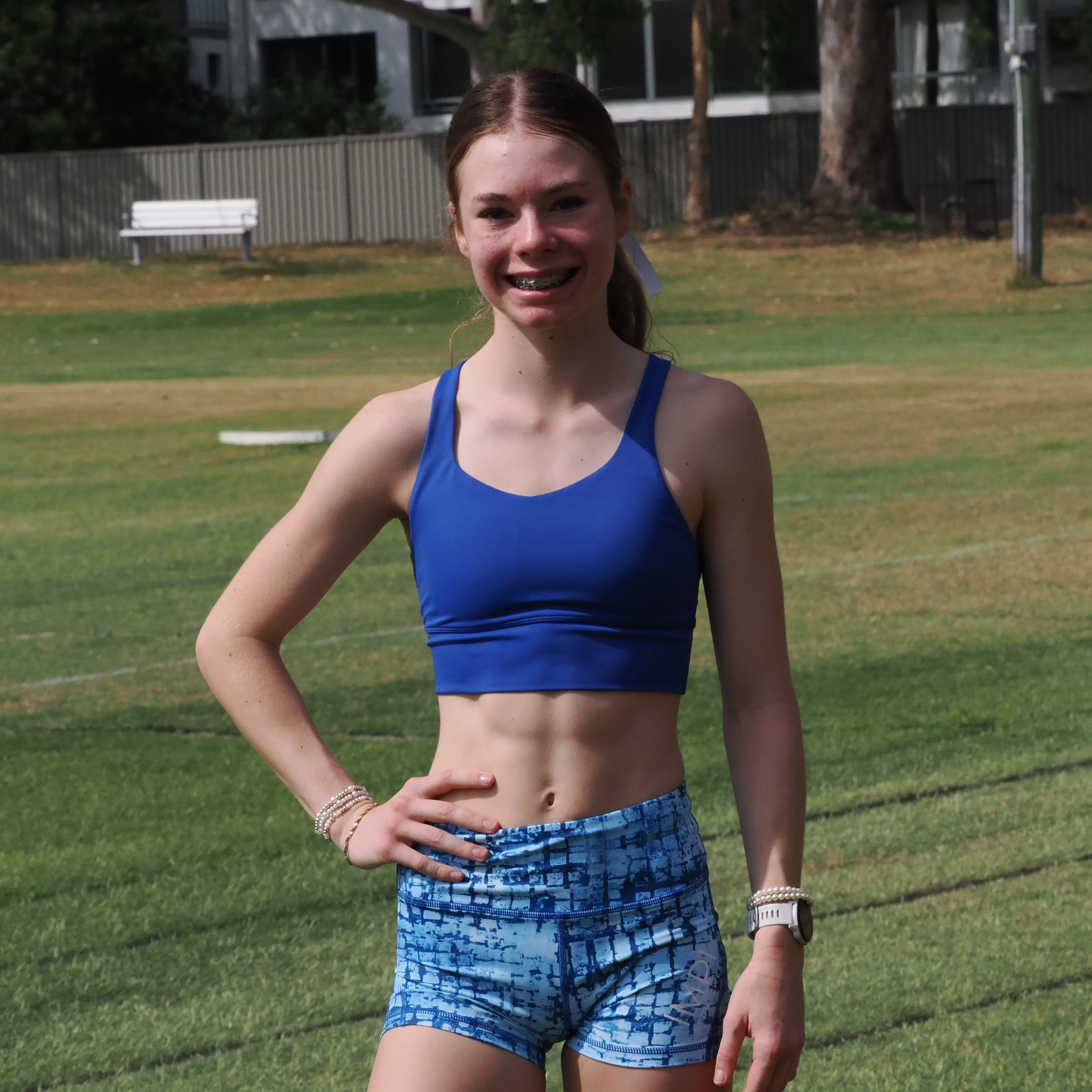 IMPI High Waist Bike Shorts - Blue Squares - Image 9