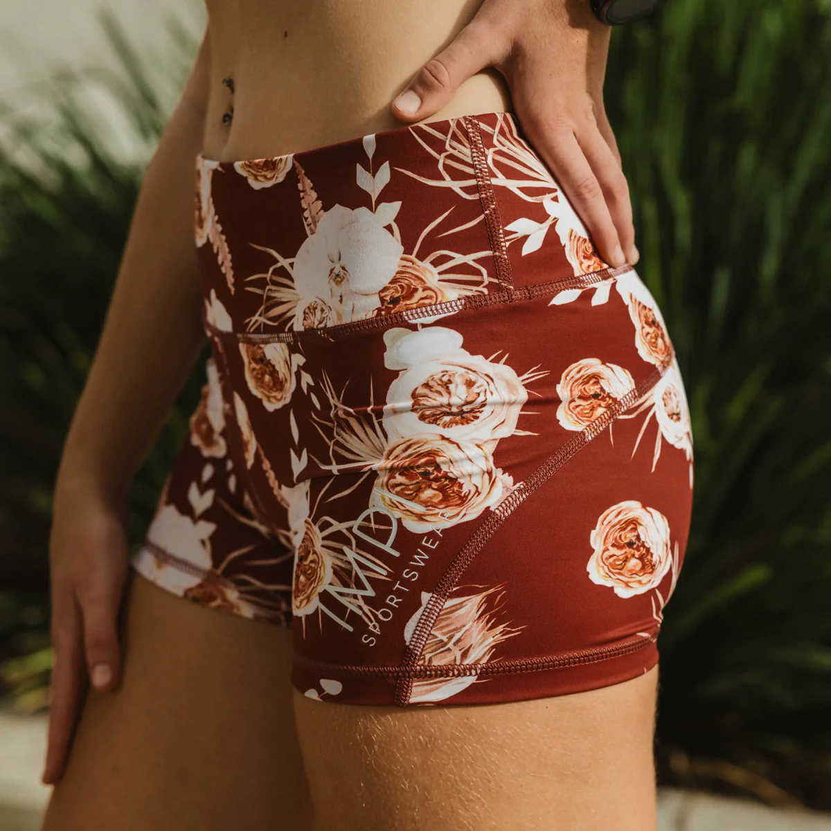 IMPI High Waist Bike Shorts -Rust Rose